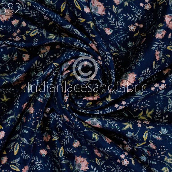 Tela de sari de seda estampada pura suave azul turquesa indio cortado a medida vestidos de boda dama de honor fiesta disfraces Sari costura