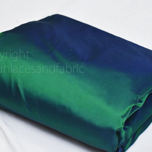 80 gsm Iridescent Green Blue Indian Pure Silk Fabric by the yard Soft Silk Curtains Scarves Costume Apparel Wedding Evening Dresses Dolls