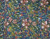 Blue Indian Quilting Block Printed Cotton by the yard Summer Dresses Costume Sewing Crafting Drapery Apparels Nursery Crib Decor Table Cloth
