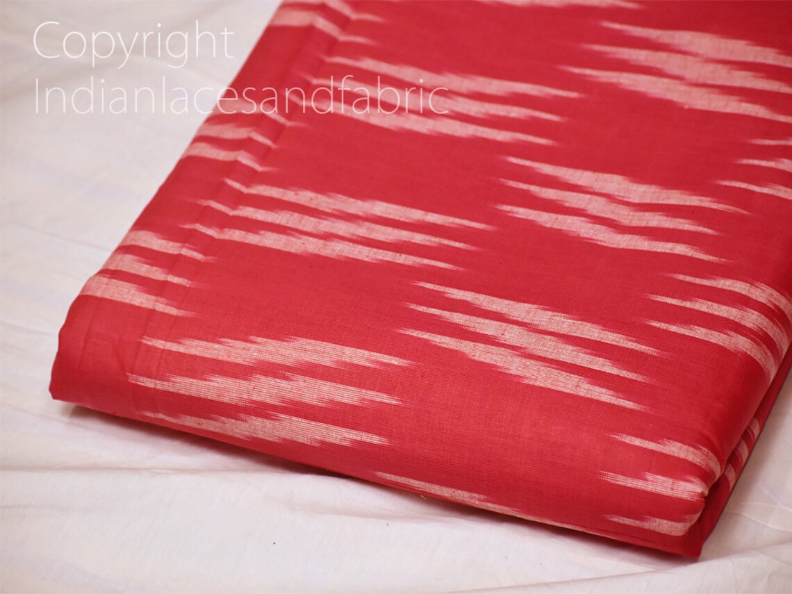 Coral Red Ikat Fabric Yardage Handloom Cotton Sold by Yard | Etsy