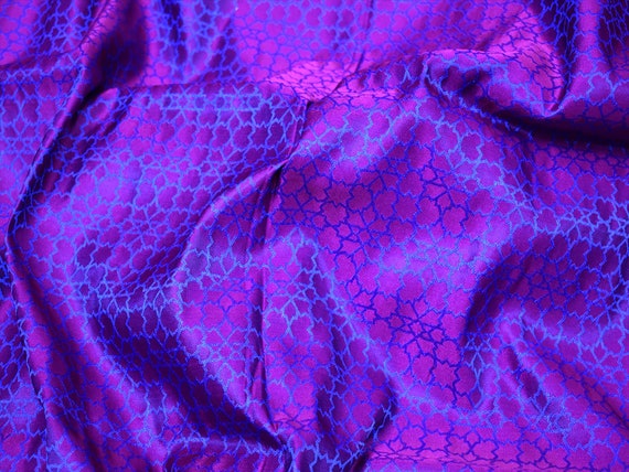 Purple Jacquard Fabric Indian Brocade Wedding Dress Banarasi Fabric by the Yard crafting sewing bridesmaid Costume Skirts Vest Coat Cushions
