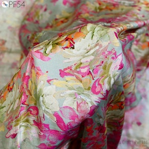 Indian Modal Satin Fabric by the Yard Flowy Soft Printed Summer Dresses Fabric Shirt Comfortable Clothing Costumes Drapery Sewing Crafting