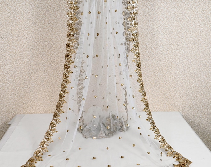 White Thread Embroidered Dupatta