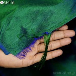 Peacock Green Indian Pure Dupioni Silk Raw Silk Fabric by the Yard Crafting Sewing Wedding Dress Skirts Vest Coats Silk Pillow Cover Curtain