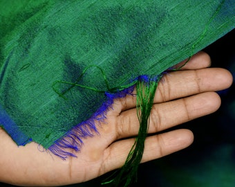 Peacock Green Indian Pure Dupioni Silk Raw Silk Fabric by the Yard Crafting Sewing Wedding Dress Skirts Vest Coats Silk Pillow Cover Curtain