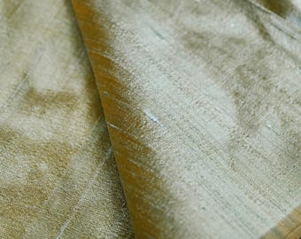 Iridescent Green Brown Pure Dupioni Fabric Yardage Wedding Bridesmaid Dresses Indian Raw Silk Dupion Crafting Sewing Upholstery Drapery