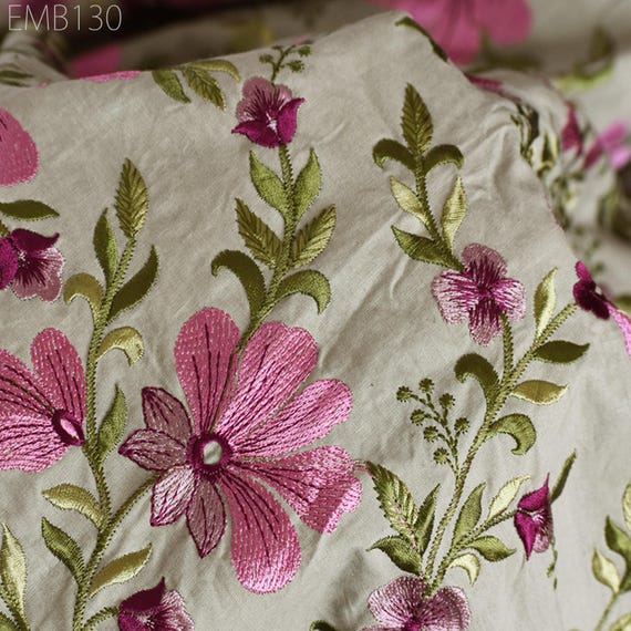 green emerald velvet dress Romantic Colorful Embroidery Botanic Lace Fabric main image 0