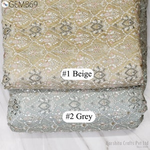 Embroidered Fabric by the yard Sewing DIY Crafting Indian Embroidery Wedding Dresses Historic Costumes Party Dress Bags Table Runner Blouses