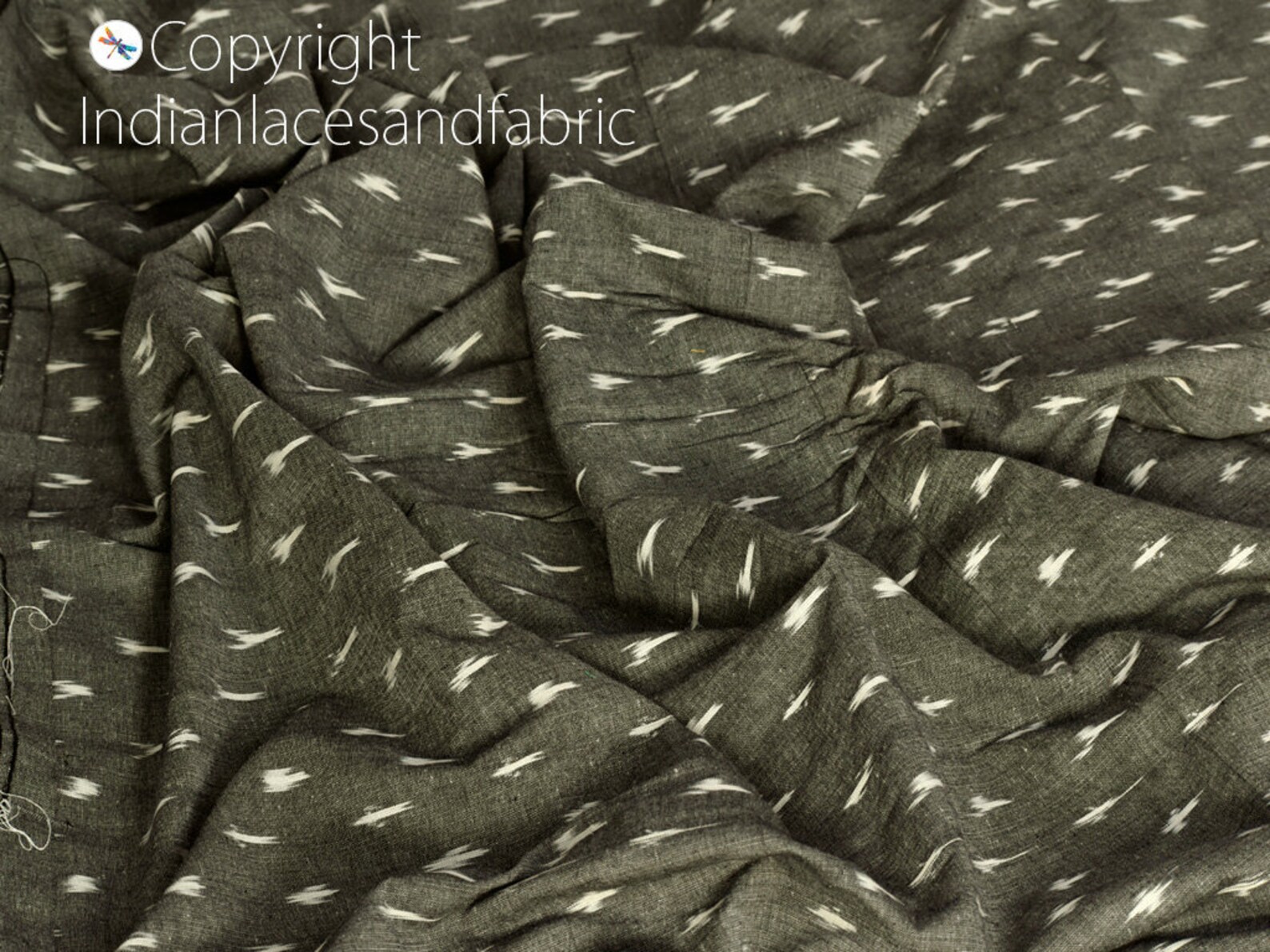 Gray Ikat Cotton-Blend Woven
