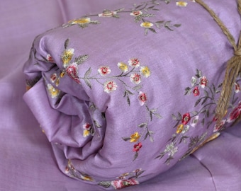 Pure Tussar Silk Embroidery Fabric by the yard Indian Embroidered Raw Silk Wild Natural Handmade Peace Silk Tussah Dresses Material Costumes