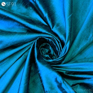 Azul escuro turquesa dupioni seda tecido metragem Até o 44 Yard "ampla, seda dupioni indiano ou tecido de seda crua