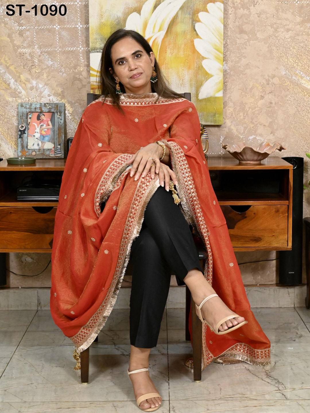 dupatta dresses for ladies Red Zari Tissue Women, Bridal Wedding lehenga Heavy Chunni Veil Sequin Scarf, Indian Ethnic Dress Costume Bridesmaid's Gift indian dress with dupatta