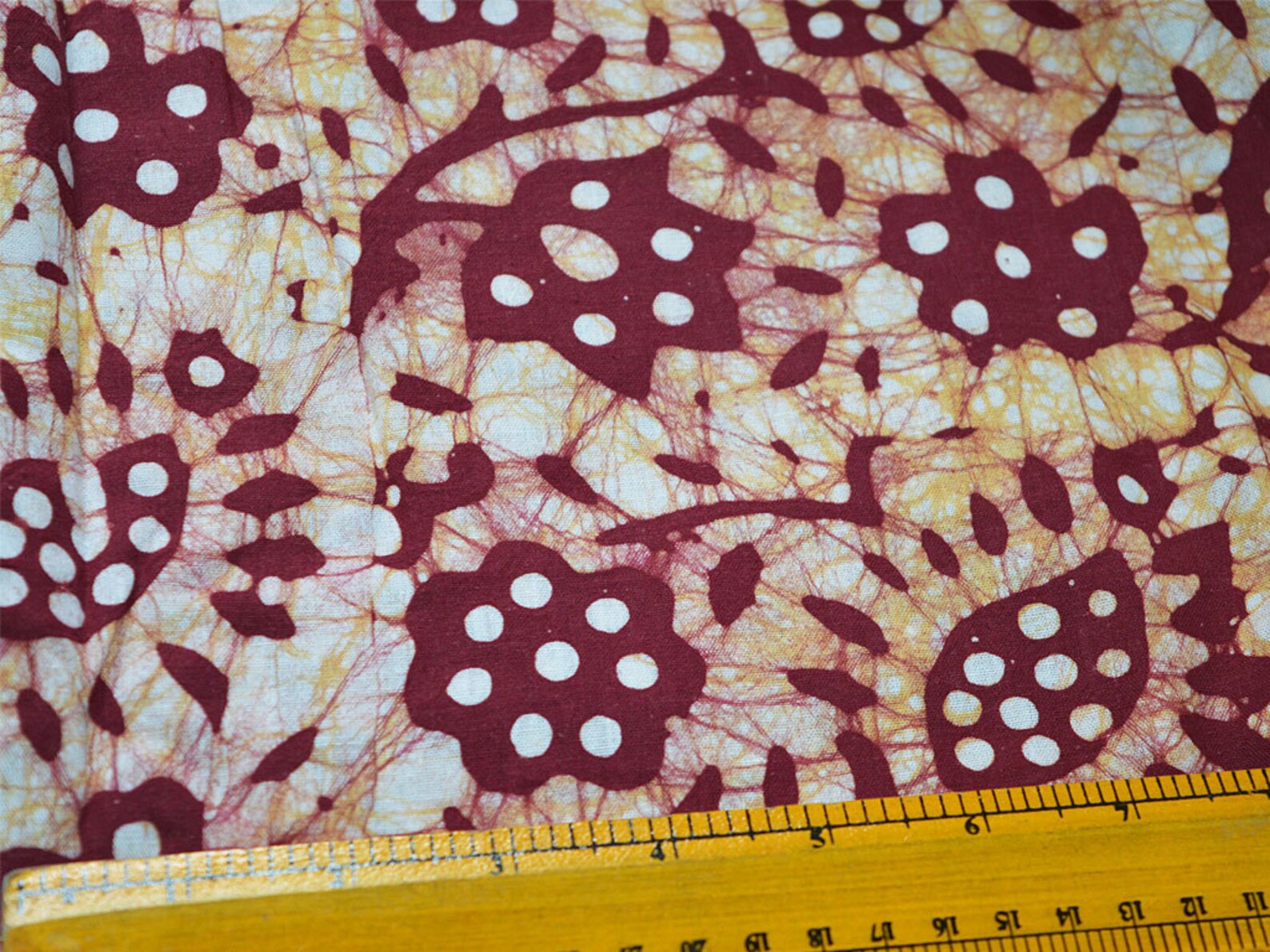 1.5 Meter Batik Printed Fabric Dark Maroon Yellow Brownish - Etsy