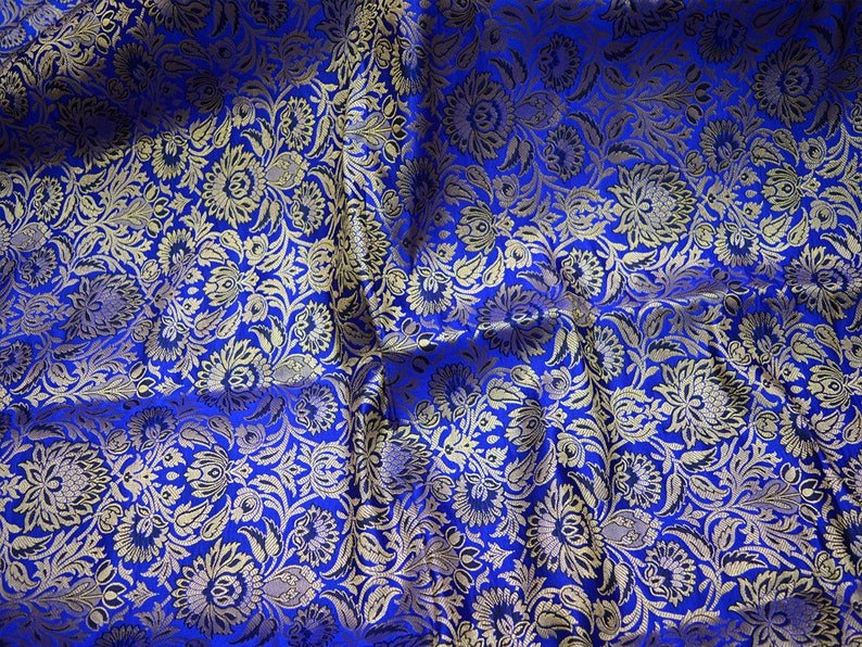 Royal Blue Indian Brocade Fabric Banarasi Brocade Fabric by | Etsy