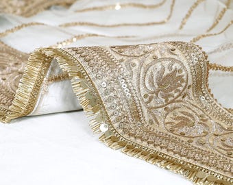 Ivory Dupatta Silk Organza Gotta Patti Dupatta Light Weight Indian Bride Wedding Lehenga Chunni Veil Scarf Festive Dress Gifts for Women