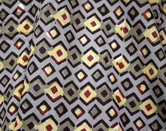 Indian grey Block Print Cotton Fabric Indian block print cotton fabric by the Yard dress fabric bohemian crafting geometrical printed fabric