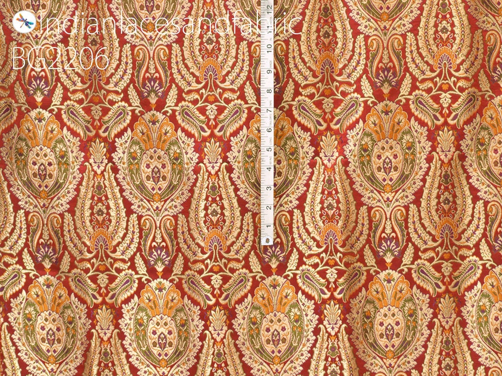 Merlot Red Silk Brocade Fabric main image 1