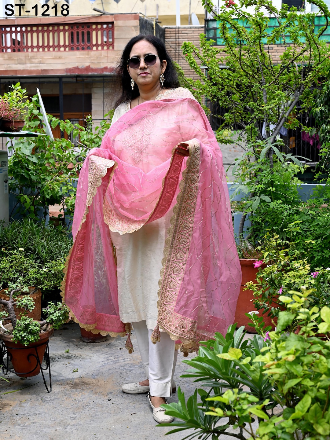 pink dress with dupatta Chanderi Silk Anarkali Gown with Rani Pink Banarasi Dupatta   LabelPriyankaJha