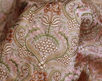 Indian Embroidered Fabric by the yard Sewing DIY Crafting Embroidery Wedding Dress Costumes Dolls Bags Cushion Covers Table Runners Blouses