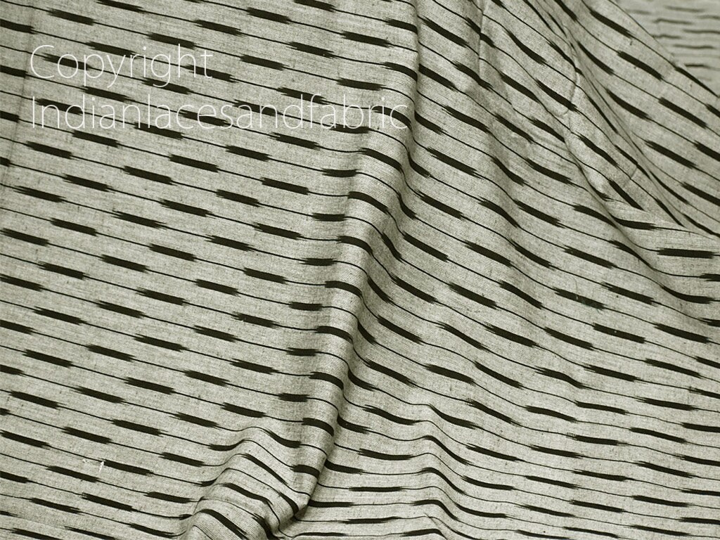 Grey - Maniabandha Ikat Weave Handloom Cotton Fabric