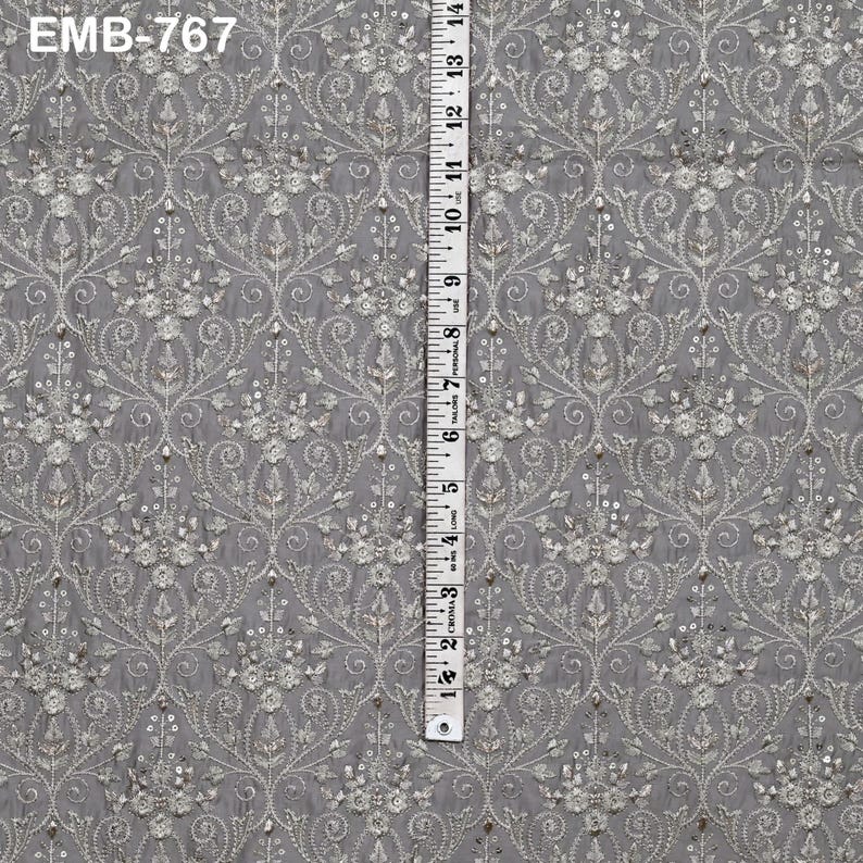 Grey Embroidered Fabric by the Yard Embroidery Wedding Dresses ...