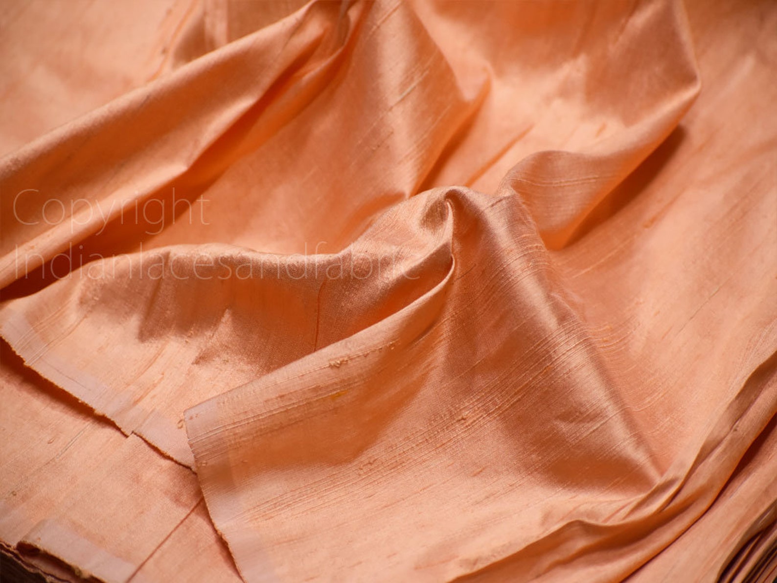 Dark Peach Pure Dupioni Fabric Raw Silk by the Yard Indian Etsy