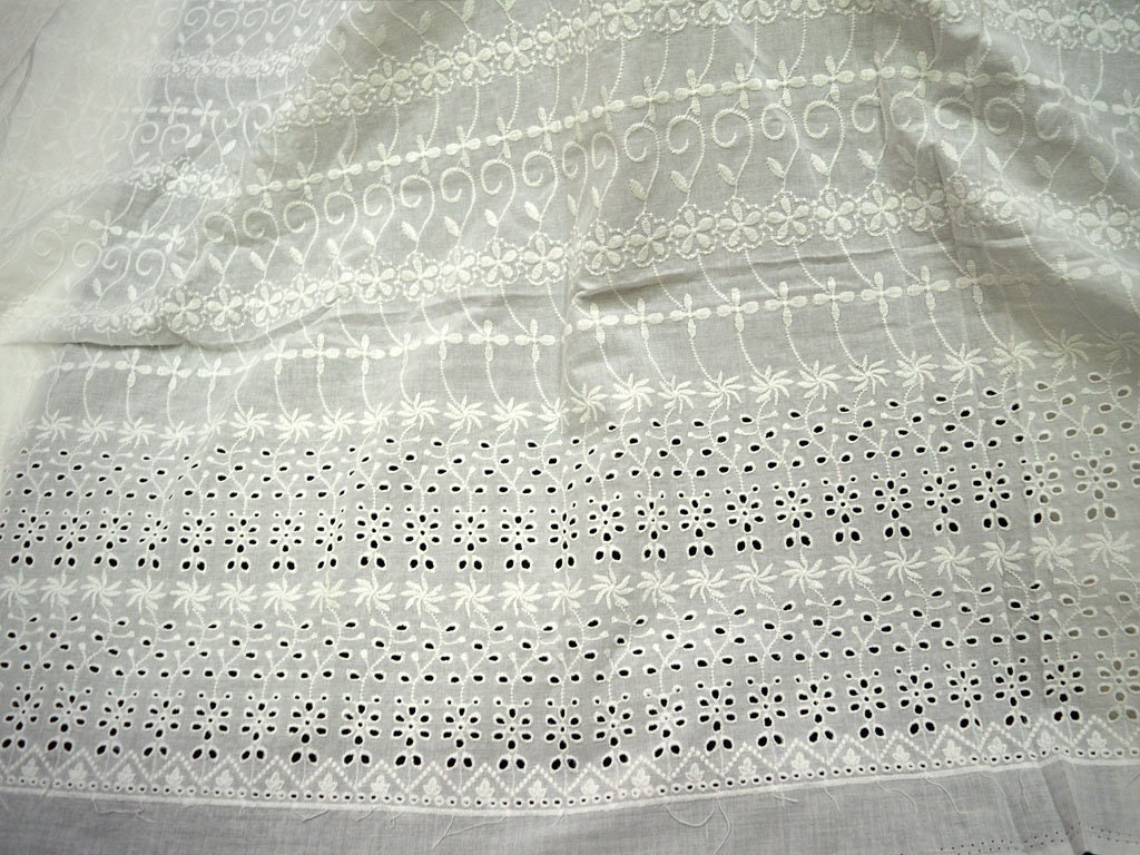 Dyeable Embroidered Eyelet Cotton Fabric by the Yard Indian - Etsy