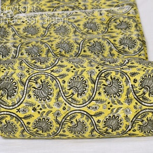 Giallo indiano blocco stampa morbido di cotone timbro a mano Yardage estivo bambini pigiameria pigiama cucito artigianato quilting tende
