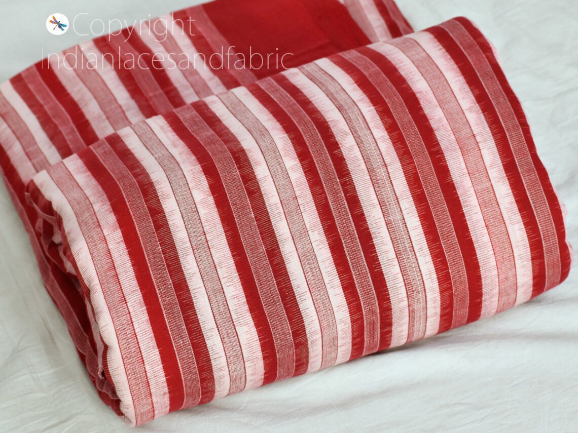 Indian Red Hand loom Cotton Fabric By The Yard Upholstery Etsy