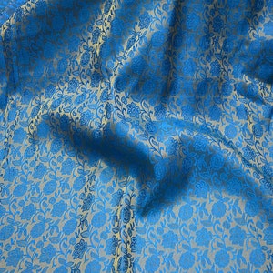 Blue Costume Brocade Fabric Indian Art Silk Banarasi Brocade - Etsy