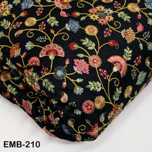 Indian Embroidered Fabric by the yard Sewing DIY Crafting Embroidery Wedding Dresses Fabric Costumes Dolls Bags Cushion Covers Table Runners