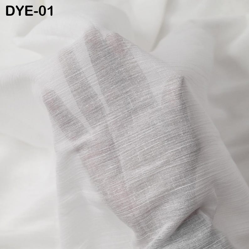 Soft Cotton Fabric: White crinkle cotton fabric, super soft on skin, dyeable cotton fabric by the yard, lining fabric for summer dresses. image 7