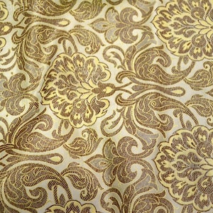 Indian Wedding Dresses Blouses Beige Banarasi Brocade by the yard Fabric Home Decor Cushions Covers Crafting Costume Sewing Fabric Curtains