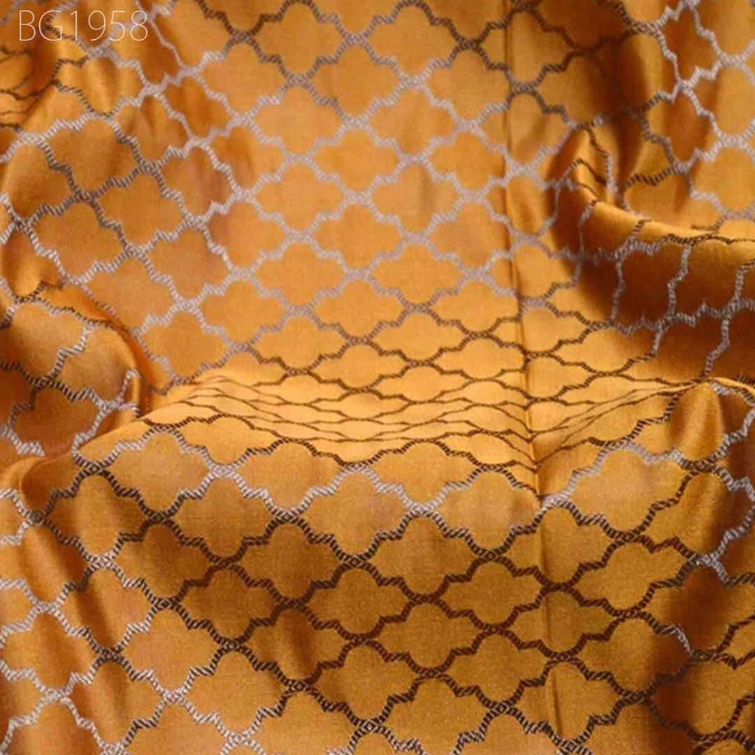 Mustard Yellow Brocade Unstitched Churidhar Material