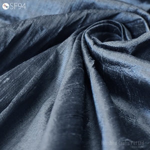 Steel Blue Pure Dupioni by the Yard Indian Raw Silk Wedding Dress Costume Sewing Crafting Cushion Covers Drapery Curtains Upholstery