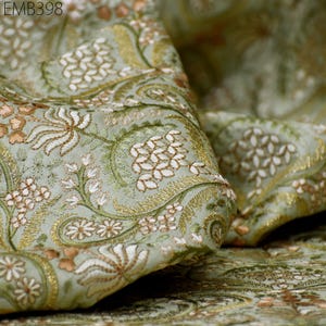 Indian Embroidered Fabric by the yard Sewing DIY Crafting Embroidery Wedding Dress Costumes Dolls Bags Cushion Covers Table Runners Blouses
