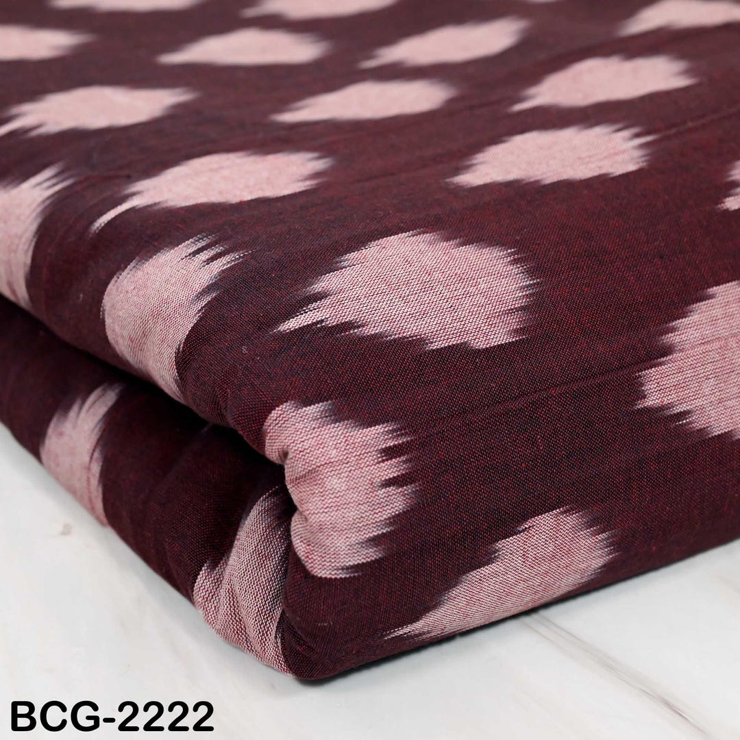 Burgundy Ikat Cotton Fabric by the Yard Indian Handloom Upholstery ...