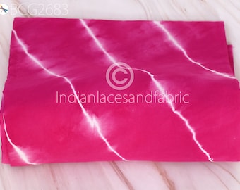 Indian Handmade Shibori Cotton Tie Dye Fuchsia Color Dyed By Hand Summer Dresses Quilting Sewing Craft Cloth Fabric By The Yard Home Décor