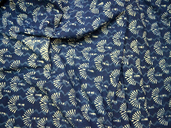 Indianhandicraft 5 Yard Indiano Mano Blocco Di Stampa Tessuto Indaco - Foto 10