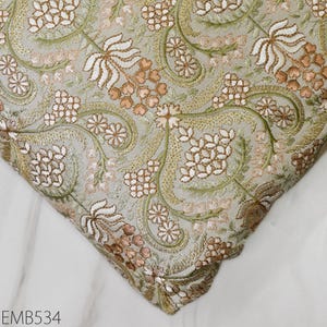 Indian Embroidered Fabric by the yard Sewing DIY Crafting Embroidery Wedding Dress Costumes Dolls Bags Cushion Covers Table Runners Blouses