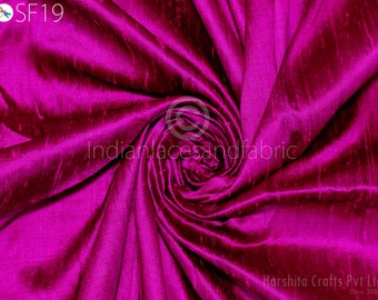 Hot Pink Black Pure Dupioni Silk Fabric Indian Raw Silk Fabric by the yard Dupion Dresses Sewing Pillows Cushions Covers Crafting Drapery