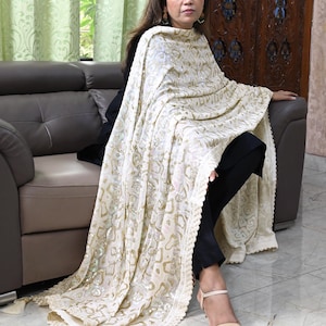 White Georgette Designer Dupatta for women, Bridal Wedding lehenga Chunni/Veil Sequin Scarf Indian Ethnic Dress Stole Ideal Gift Bridesmaid