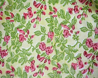 Bloco de tecido de impressão de algodão - Algodão macio de quintal - Hand tecido estampado - vegetal Dye tecido na cerceta e vermelho sobre