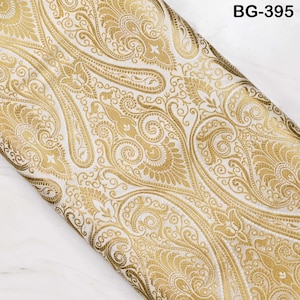Ivory Brocade Fabric by Yard Banarasi Indian Wedding Dress Varanasi Silk Crafting Sewing Costume Lehenga Valances Drapery Blouses Upholstery