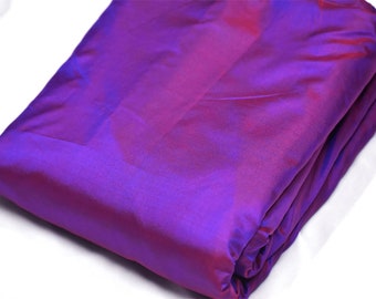 60 gsm Iridescent Royal Blue Red Indian Pure Silk Fabric by the yard Mulberry Silk Home Decor Curtain Scarf Costume Apparel Wedding Dresses