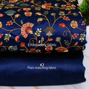 Indian Embroidered Fabric Sewing DIY Crafting Embroidery Wedding Dresses By The Yard Fabric Costumes Dolls Bags Cushion Covers Table Runners