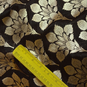 Indian Black Brocade Fabric by the Yard Wedding Dress fabric Banarasi Brocade for Lengha Banaras Bridesmaid Lehenga Blouses Jacket Fabric