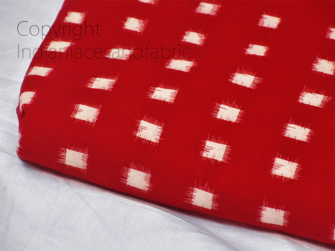 Red Ikat Fabric Yardage Handloom Upholstery Fabric Cotton Sold by Yard ...