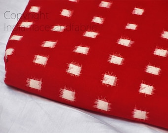 Red Ikat Fabric Yardage Handloom Upholstery Fabric Cotton sold by yard Double Ikat Home Decor Bedcovers Tablecloth Draperies Cushion Cover