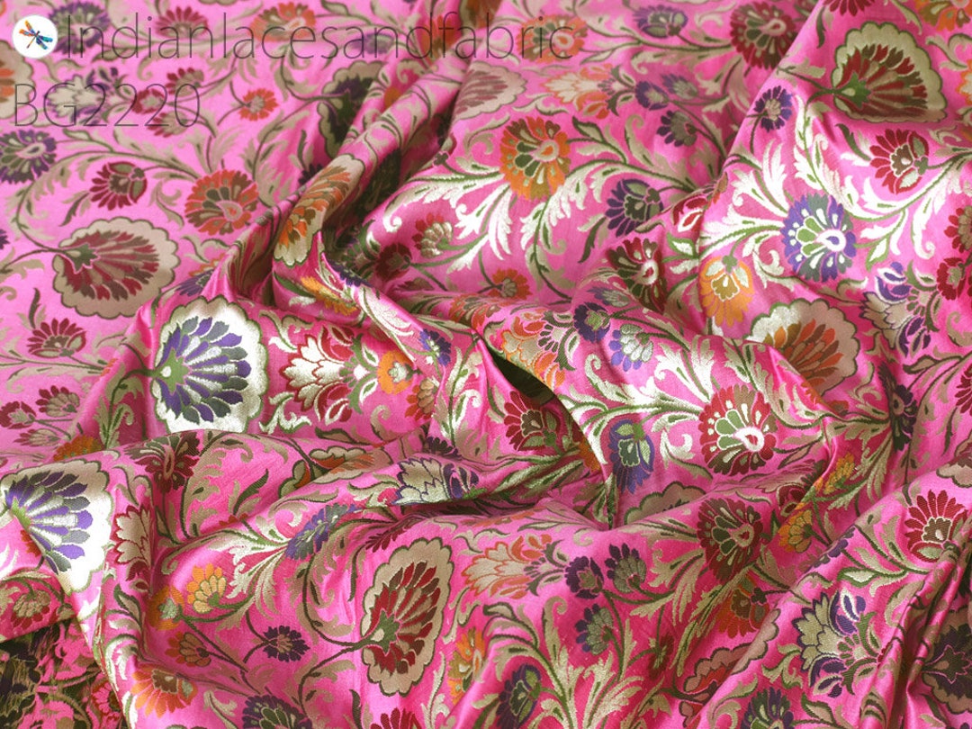 Fuchsia Brocade Fabric by Yard Banarasi Indian Bridal Wedding - Etsy